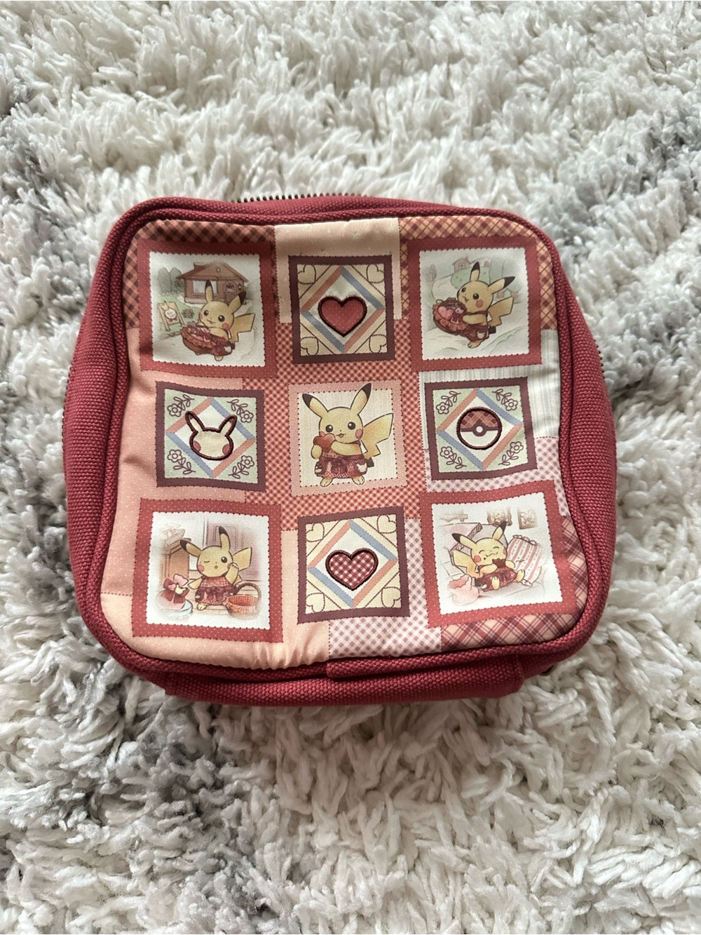 Pokemon Pikachu’s Sweet Delivery valentines Patchwork Cosmetic Bag Pouch - Picture 4 of 12